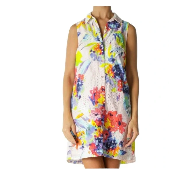 Trina Turk NWT Floral Print Eyelet Dress Womens Size 12 brand new - Picture 3 of 14